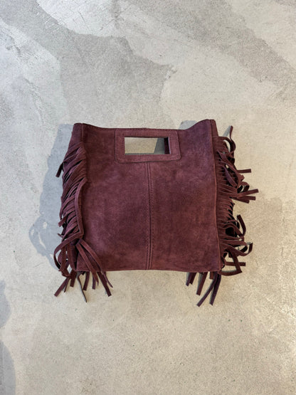 Borsa in camoscio con frange e tracolla