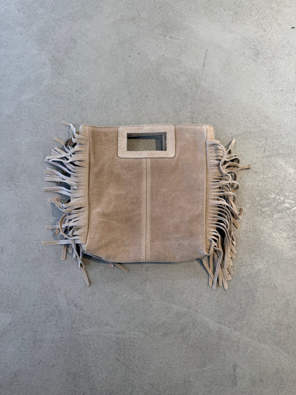 Borsa in camoscio con frange e tracolla