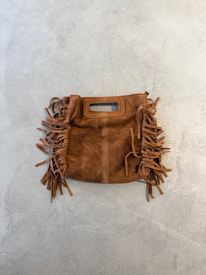 Borsa in camoscio con frange e tracolla